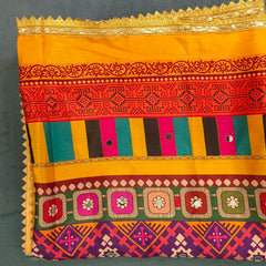Multicolor Printed Ethnic Dupatta with Geometric, Floral & Patchwork Design DB3009