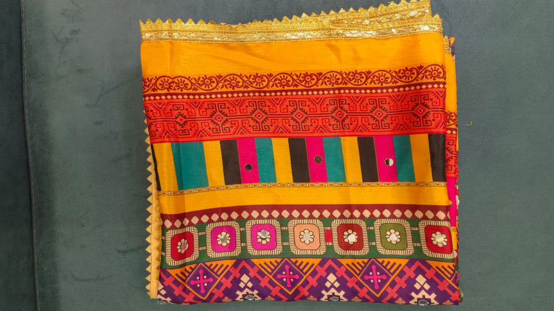 Multicolor Printed Ethnic Dupatta with Geometric, Floral & Patchwork Design DB3009