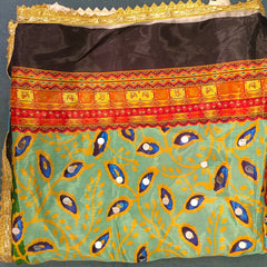Multicolor Printed Patchwork Dupatta with Floral, Paisley & Geometric Ethnic Designs DB3010