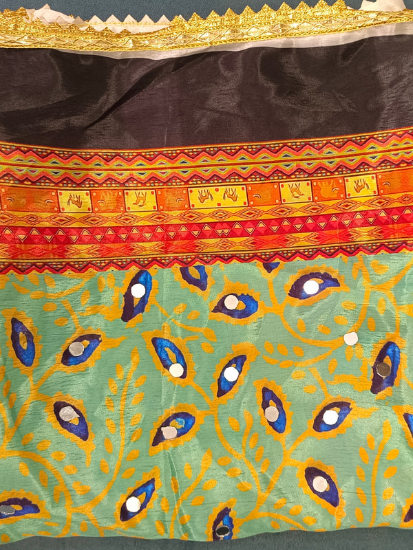 Multicolor Printed Patchwork Dupatta with Floral, Paisley & Geometric Ethnic Designs DB3010