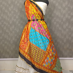 Multicolor Printed Patchwork Dupatta with Floral, Paisley & Geometric Ethnic Designs DB3010
