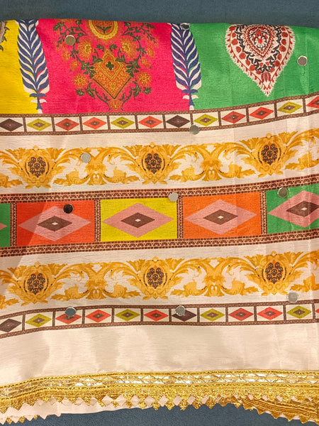 Multicolor Heritage Print Designer Dupatta DB3015