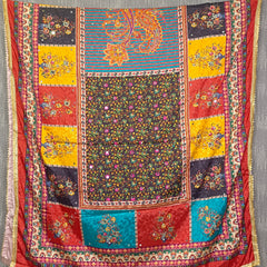 Multicolor Printed Patchwork Gaji Silk Dupatta with Floral & Paisley Design | Designer Ethnic Dupatta DB3002