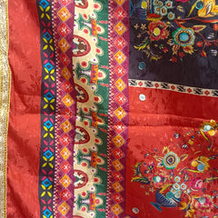 Multicolor Printed Patchwork Gaji Silk Dupatta with Floral & Paisley Design | Designer Ethnic Dupatta DB3002