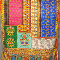Multicolor Printed Patchwork Ethnic Dupatta with Floral & Geometric Border DB3006