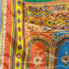 Multicolor Printed Patchwork Ethnic Dupatta with Floral & Geometric Border DB3006