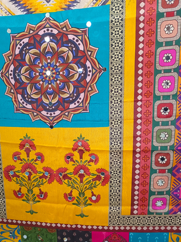 Multicolor Printed Ethnic Dupatta with Geometric, Floral & Patchwork Design DB3009
