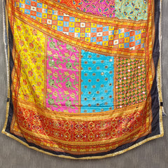 Multicolor Printed Patchwork Dupatta with Floral, Paisley & Geometric Ethnic Designs DB3010