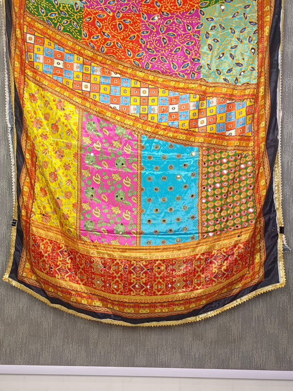 Multicolor Printed Patchwork Dupatta with Floral, Paisley & Geometric Ethnic Designs DB3010