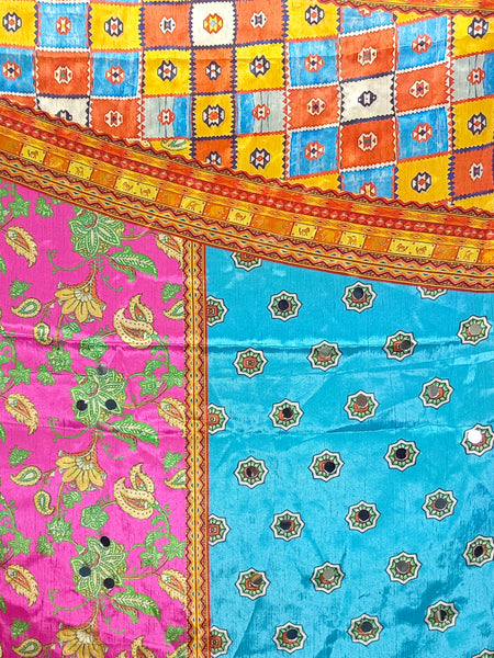Multicolor Printed Patchwork Dupatta with Floral, Paisley & Geometric Ethnic Designs DB3010