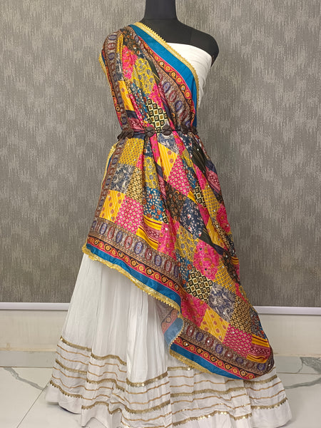 Multicolor Patchwork Printed Designer Dupatta DB3018