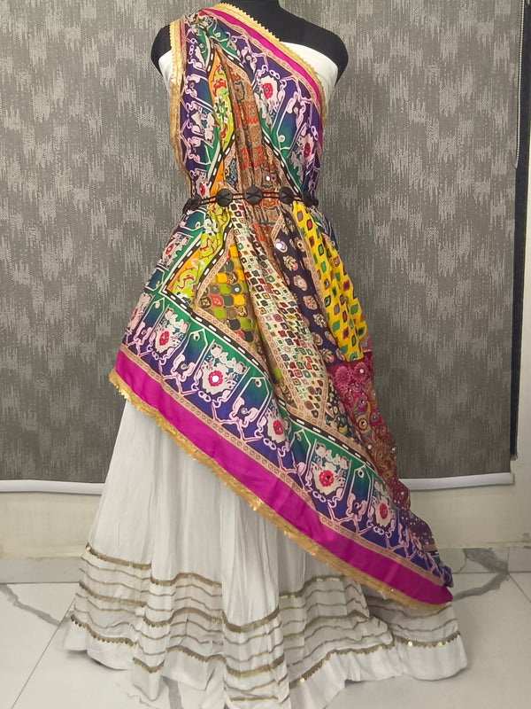 Multicolor Patchwork Paisley Print Designer Dupatta DB3019