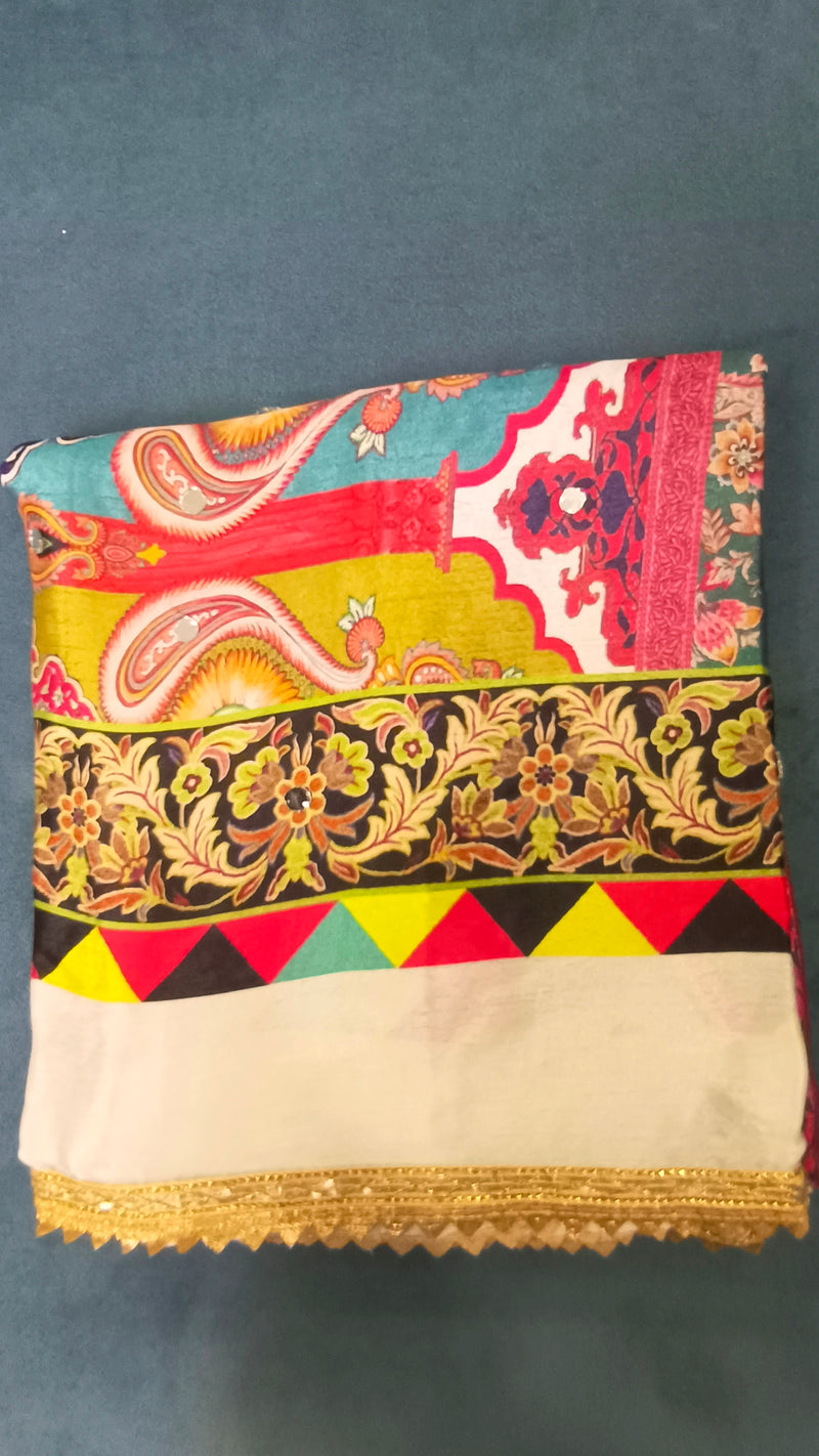 Multicolor Floral & Traditional Print Designer Dupatta DB3020