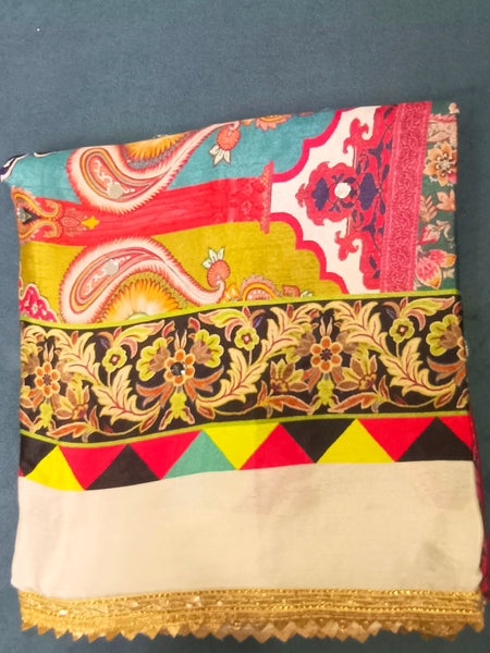 Multicolor Floral & Traditional Print Designer Dupatta DB3020