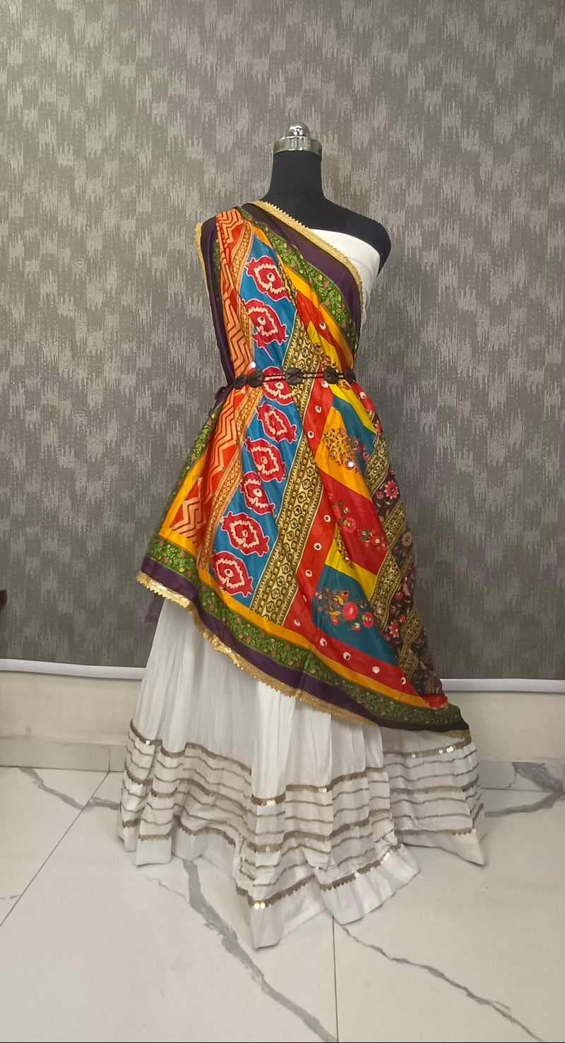 Multicolor Floral & Geometric Printed Designer Dupatta DB3022