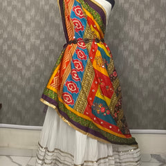 Multicolor Floral & Geometric Printed Designer Dupatta DB3022