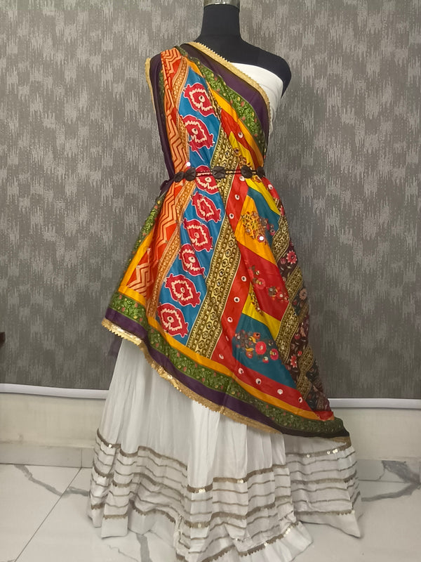 Multicolor Floral & Geometric Printed Designer Dupatta DB3022