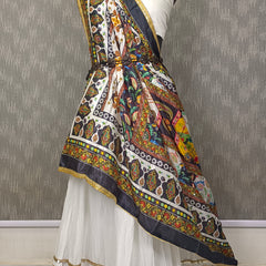 Black Multicolor Paisley & Floral Printed Designer Dupatta DB3024