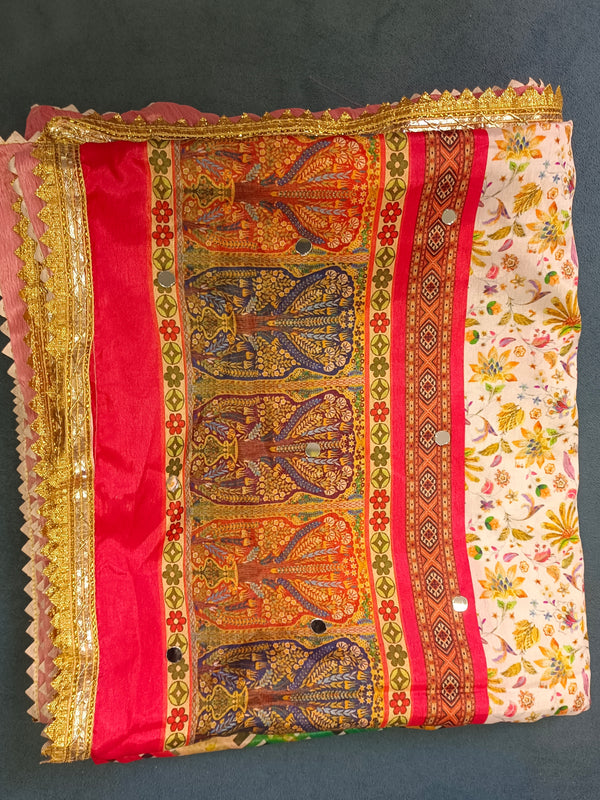 Multicolor Chevron & Floral Printed Designer Dupatta DB3026