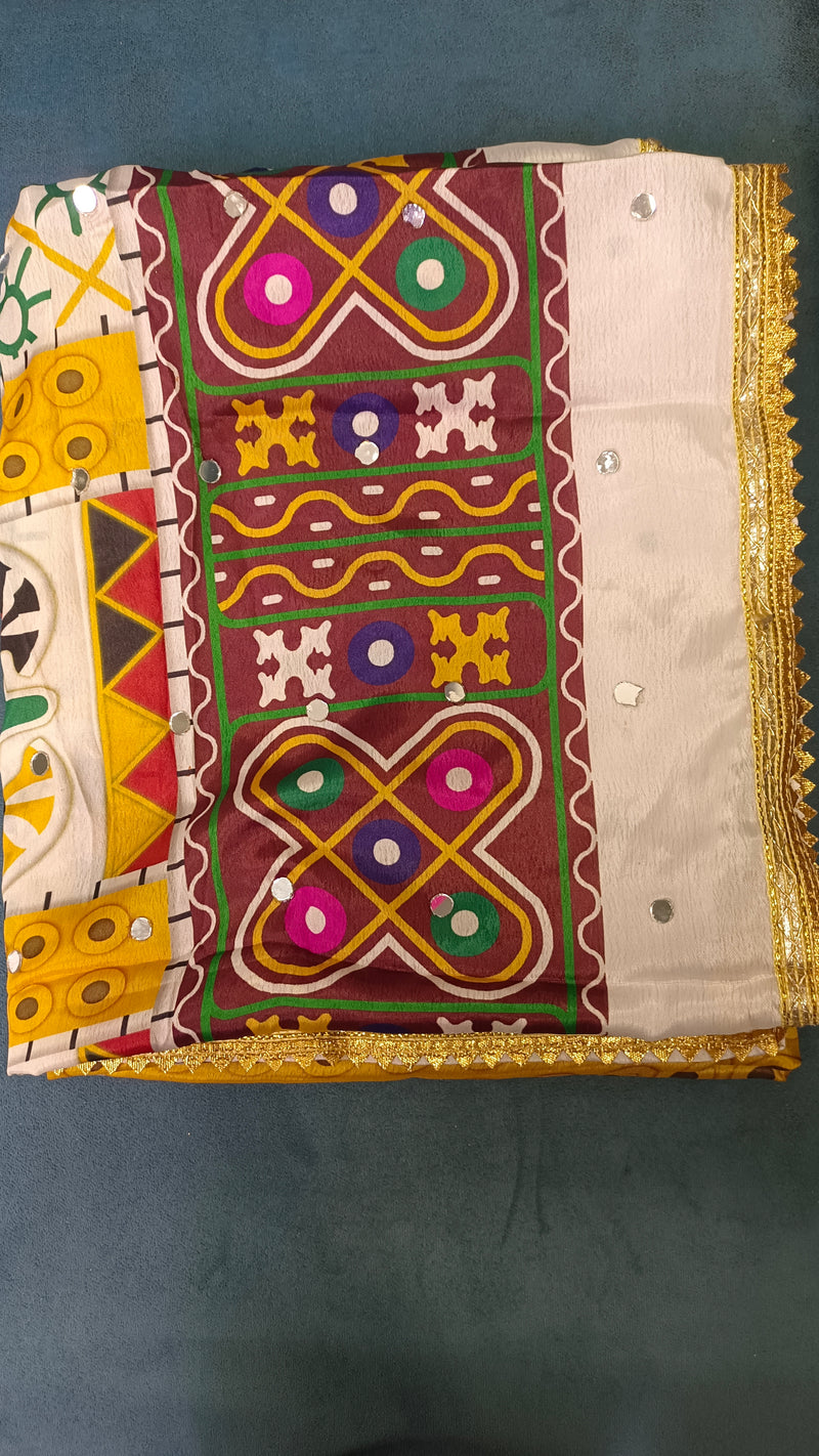 Multicolor Kutch-Inspired Elephant & Geometric Printed Designer Dupatta DB3028