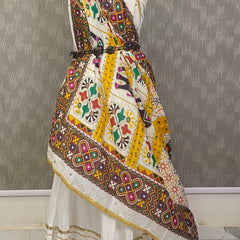 Multicolor Kutch-Inspired Elephant & Geometric Printed Designer Dupatta DB3028