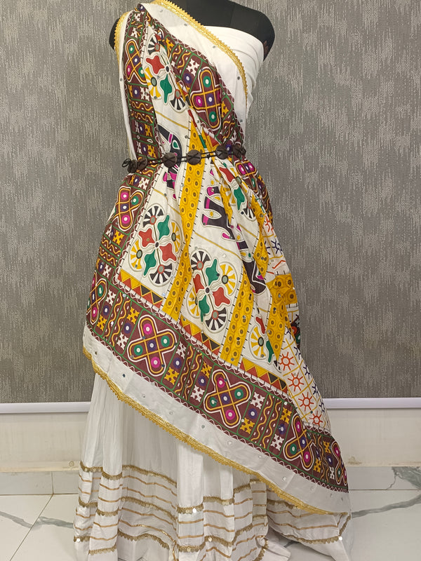 Multicolor Kutch-Inspired Elephant & Geometric Printed Designer Dupatta DB3028