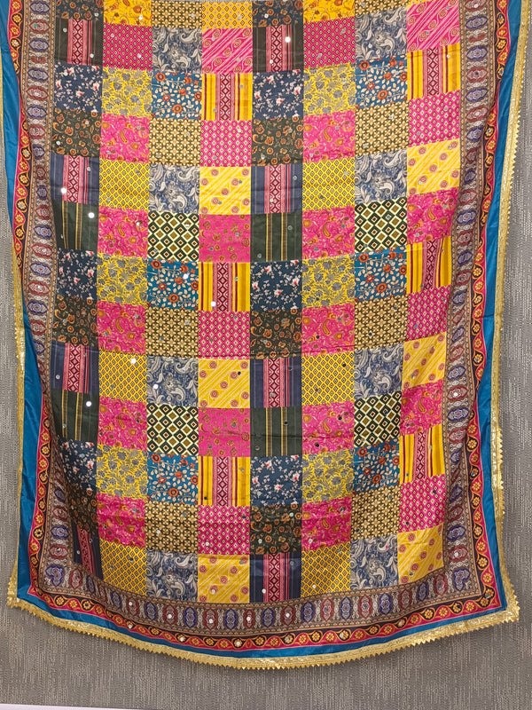Multicolor Patchwork Printed Designer Dupatta DB3018