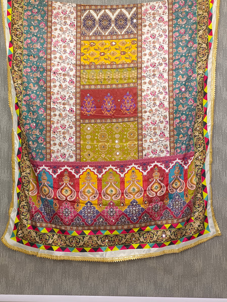Multicolor Floral & Traditional Print Designer Dupatta DB3020