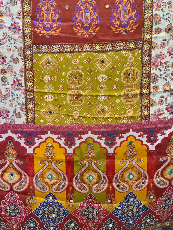 Multicolor Floral & Traditional Print Designer Dupatta DB3020