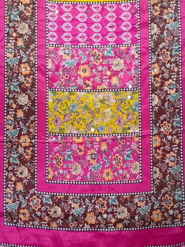Pink Multicolor Floral Patchwork Designer Dupatta DB3021
