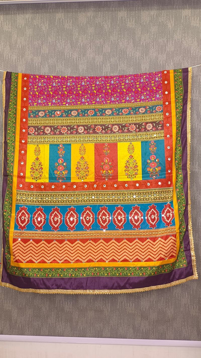 Multicolor Floral & Geometric Printed Designer Dupatta DB3022