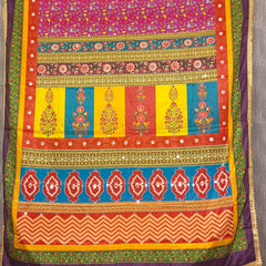 Multicolor Floral & Geometric Printed Designer Dupatta DB3022
