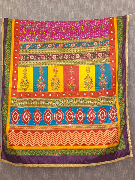 Multicolor Floral & Geometric Printed Designer Dupatta DB3022