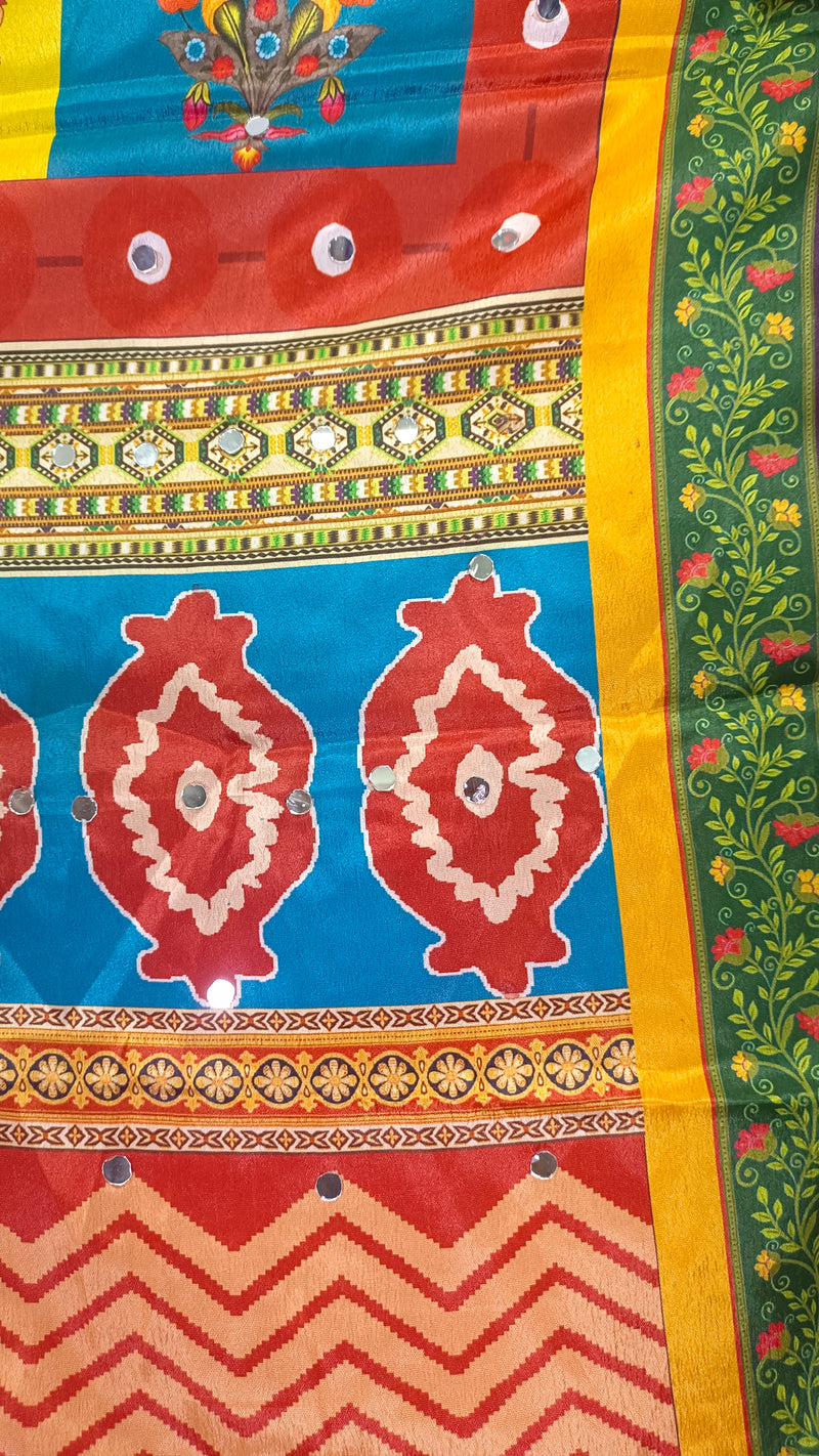 Multicolor Floral & Geometric Printed Designer Dupatta DB3022