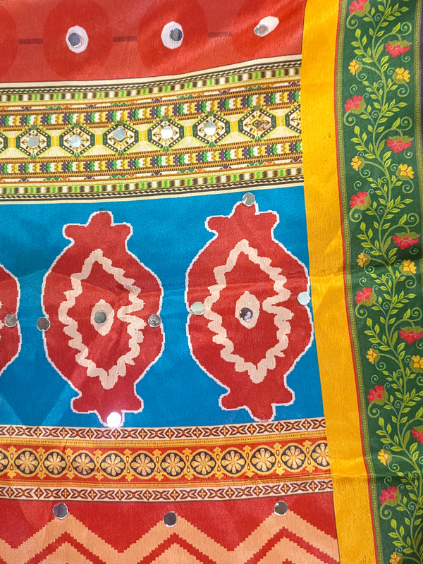 Multicolor Floral & Geometric Printed Designer Dupatta DB3022