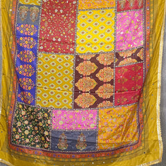 Mustard Multicolor Patchwork Printed Designer Dupatta DB3023