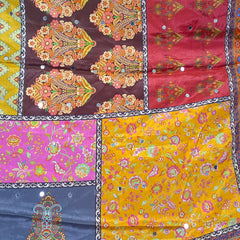 Mustard Multicolor Patchwork Printed Designer Dupatta DB3023