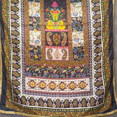 Black Multicolor Paisley & Floral Printed Designer Dupatta DB3024