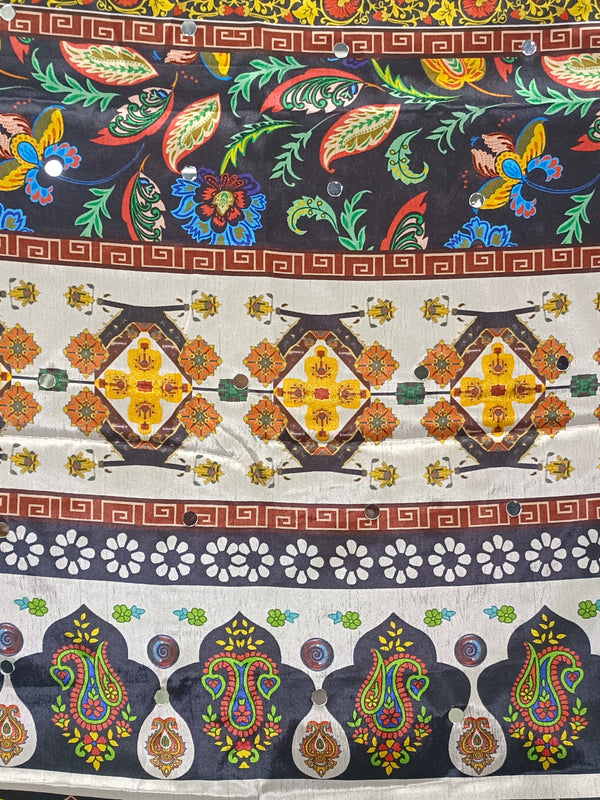Black Multicolor Paisley & Floral Printed Designer Dupatta DB3024