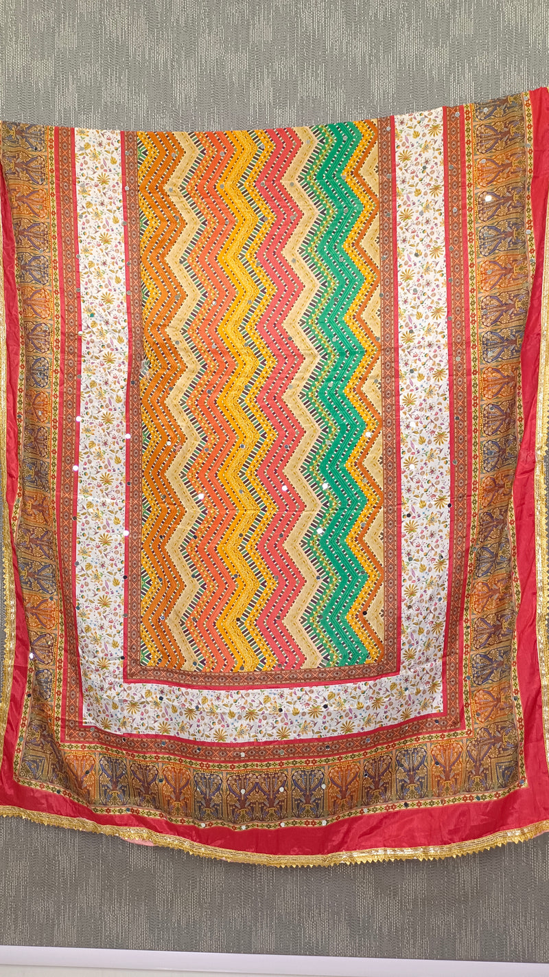Multicolor Chevron & Floral Printed Designer Dupatta DB3026