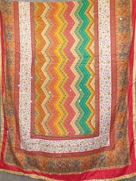 Multicolor Chevron & Floral Printed Designer Dupatta DB3026