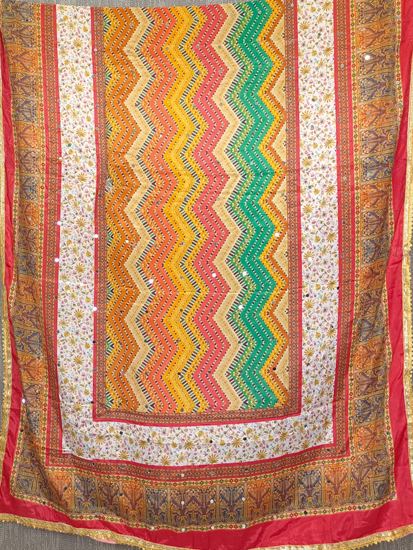 Multicolor Chevron & Floral Printed Designer Dupatta DB3026