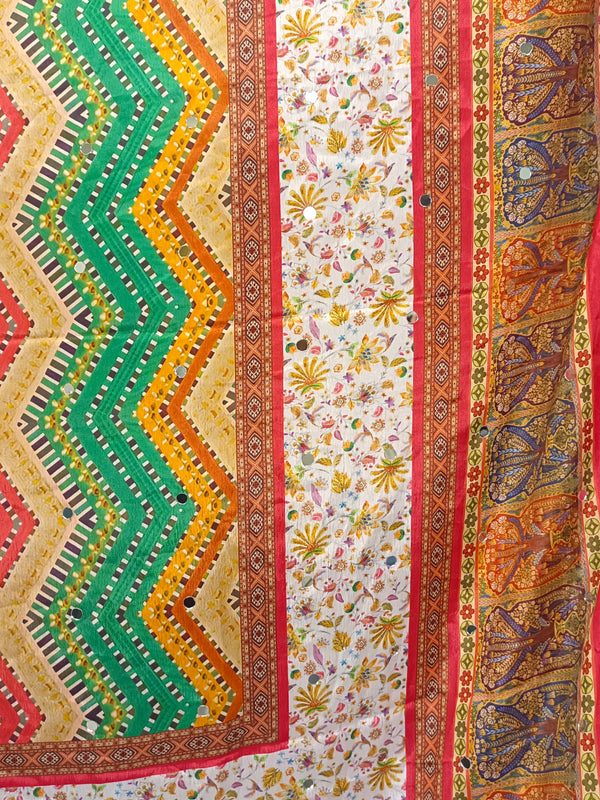 Multicolor Chevron & Floral Printed Designer Dupatta DB3026
