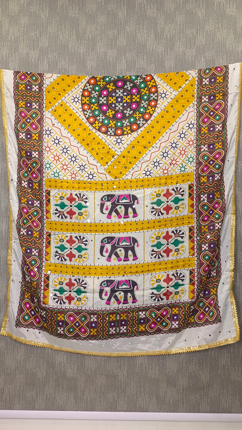 Multicolor Kutch-Inspired Elephant & Geometric Printed Designer Dupatta DB3028
