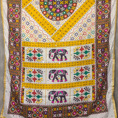 Multicolor Kutch-Inspired Elephant & Geometric Printed Designer Dupatta DB3028