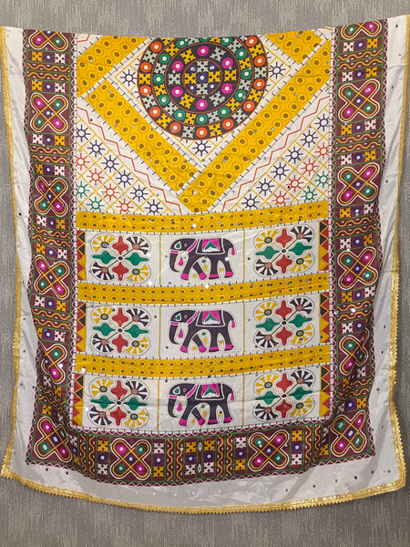 Multicolor Kutch-Inspired Elephant & Geometric Printed Designer Dupatta DB3028