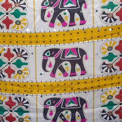 Multicolor Kutch-Inspired Elephant & Geometric Printed Designer Dupatta DB3028