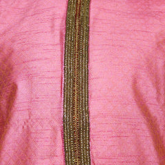DESI BUTIK Men's Pink Embroidered Kurta Set