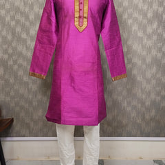 DESI BUTIK Men's Magenta Jacquard Kurta Set