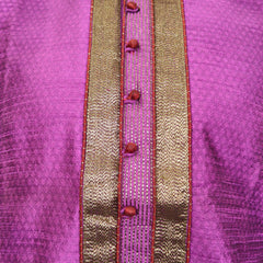 DESI BUTIK Men's Magenta Jacquard Kurta Set
